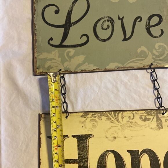 Faith Love Hope Metal Home Decor Multi Wall Sign EUC - Picture 5 of 12